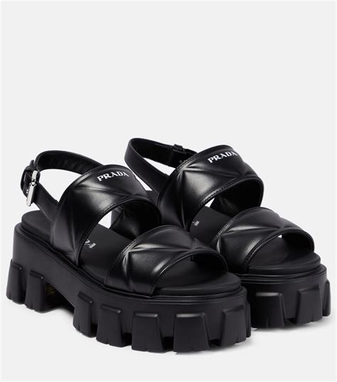 prada flame sandals black|Prada platform sandals.